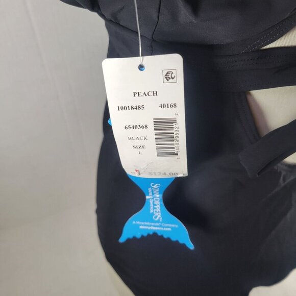 Skinny Dippers Women Black Tie Front Criss-Cross One-Piece Swimsuit Size L - Picture 7 of 7